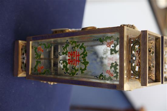 A Chinese gilt bronze and champlevé enamel champion lantern vase, engraved Qianlong mark but later, 31cm